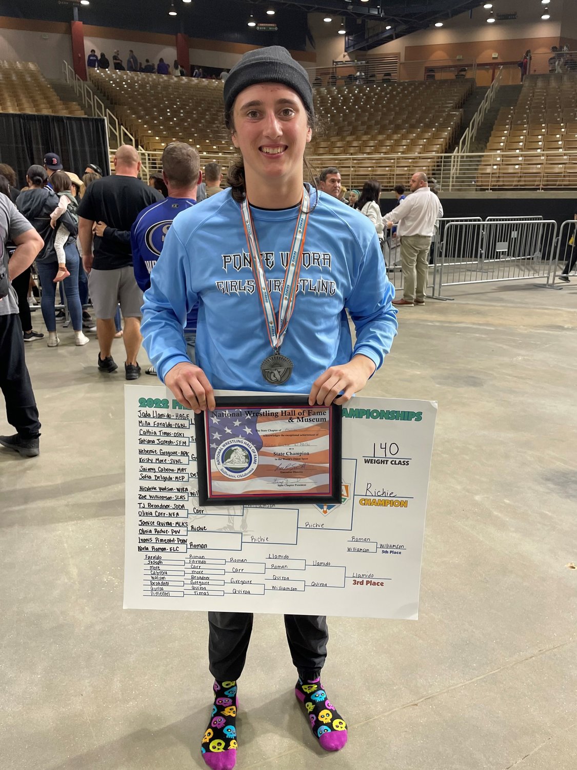 Ponte Vedra High junior Olivia Richie won the girls wrestling state championship in the 140-pound class.